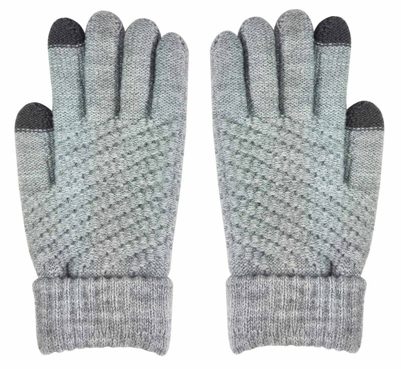 HINDAWI Womens Winter Hat and Gloves Set for Girls Wool Knit Skull Cap with Visor,Grey - Image 5